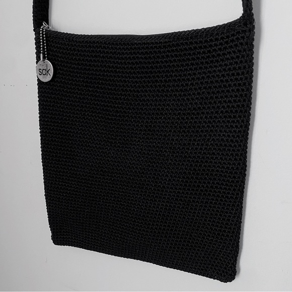 The Sak Hand Knit Casual Black Crochet Crossbody Shoulder Bag - Picture 4 of 6